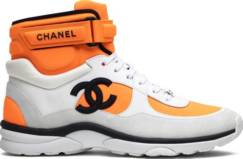 chanel high top orange sneakers|chanel white transparent sneakers.